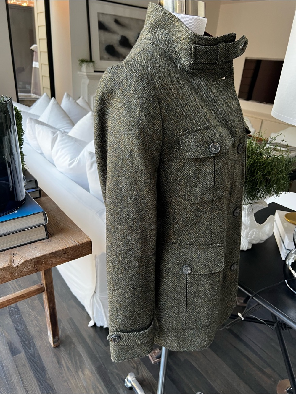 House of Bruar of Scotland Herringbone Wool Blend Field Hunt Jacket size 8 - Picture 5 of 10
